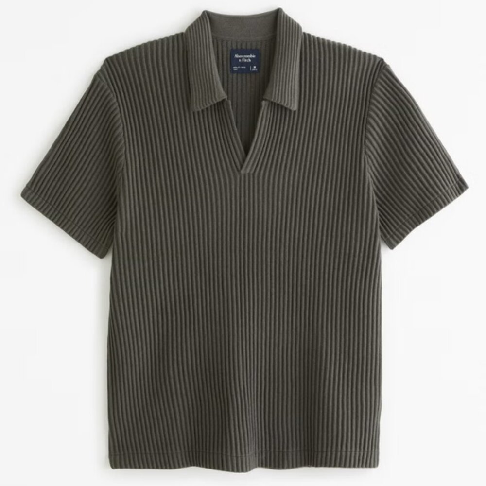 Abercrombie Ribbed Plisse Sweater Polo